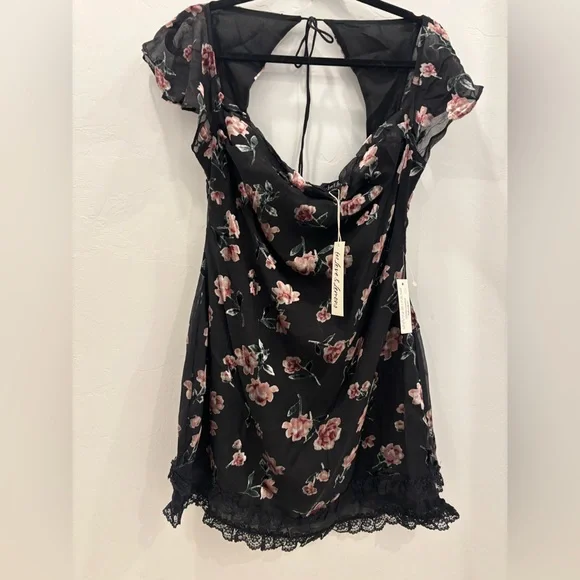NWT For Love And Lemons Black Floral Dress - Picture 6 of 6